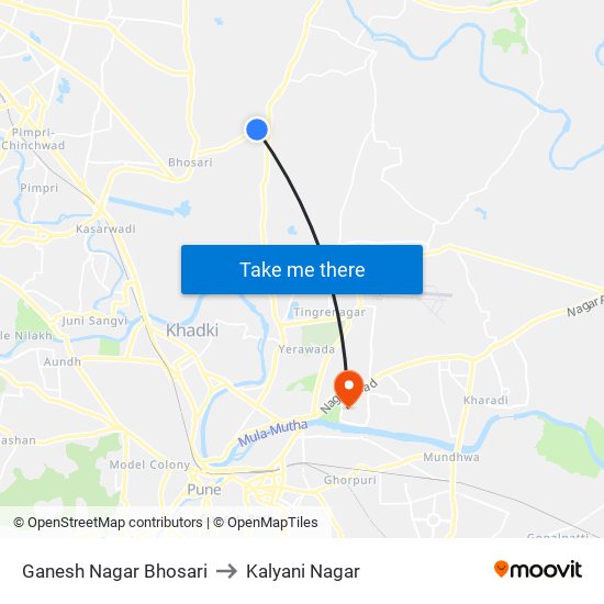 Ganesh Nagar Bhosari to Kalyani Nagar map