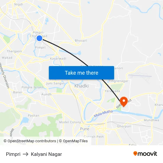 Pimpri to Kalyani Nagar map