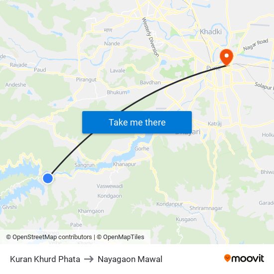 Kuran Khurd Phata to Nayagaon Mawal map