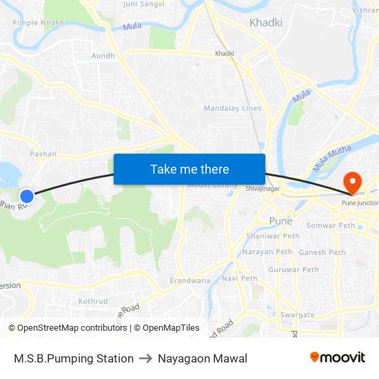 M.S.B.Pumping Station to Nayagaon Mawal map