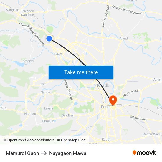 Mamurdi Gaon to Nayagaon Mawal map