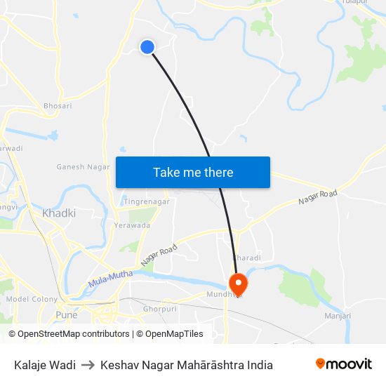 Kalaje Wadi to Keshav Nagar Mahārāshtra India map