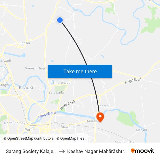 Sarang Society Kalaje Wadi to Keshav Nagar Mahārāshtra India map