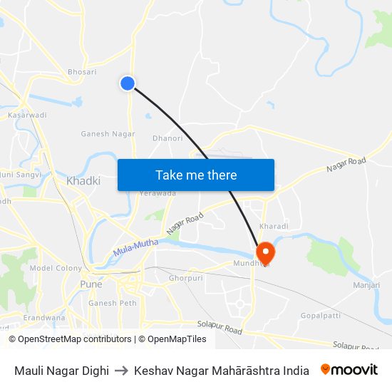 Mauli Nagar Dighi to Keshav Nagar Mahārāshtra India map