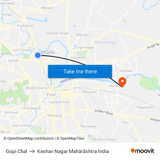 Gopi Chal to Keshav Nagar Mahārāshtra India map