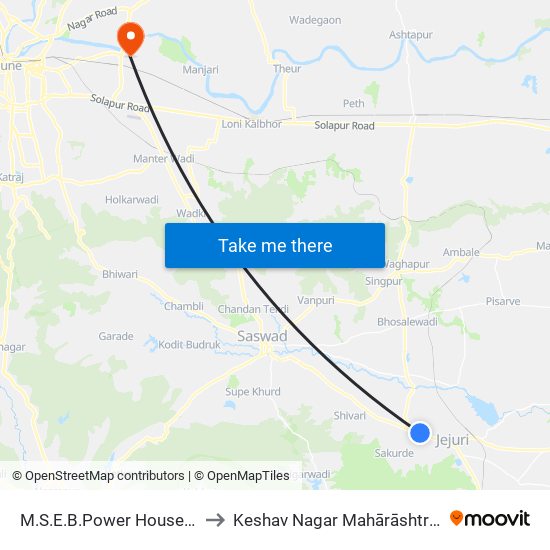 M.S.E.B.Power House Jejuri to Keshav Nagar Mahārāshtra India map