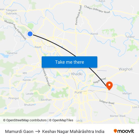 Mamurdi Gaon to Keshav Nagar Mahārāshtra India map
