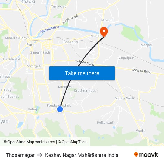 Thosarnagar to Keshav Nagar Mahārāshtra India map