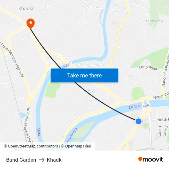Bund Garden to Khadki map