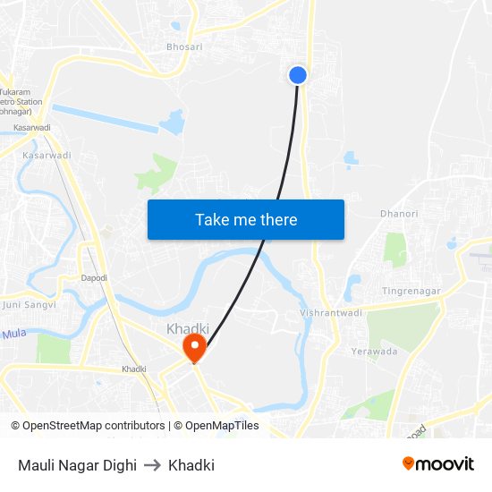 Mauli Nagar Dighi to Khadki map