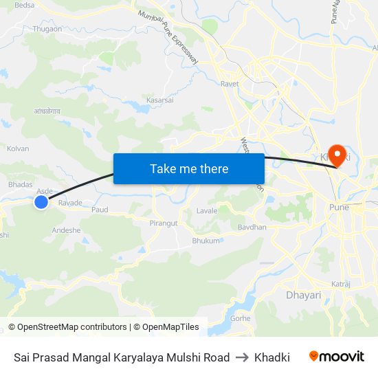 Sai Prasad Mangal Karyalaya Mulshi Road to Khadki map