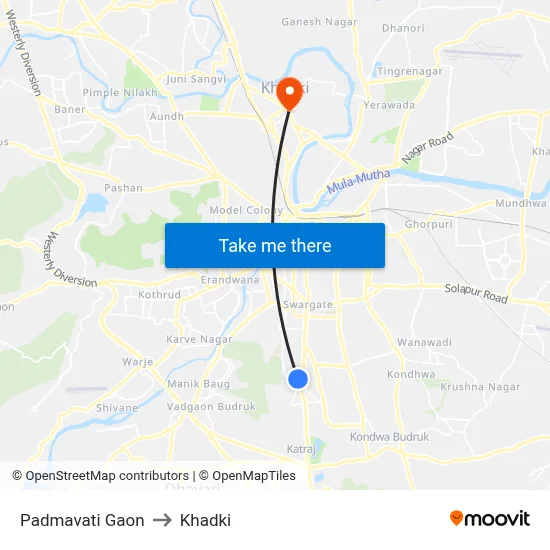 Padmavati Gaon to Khadki map