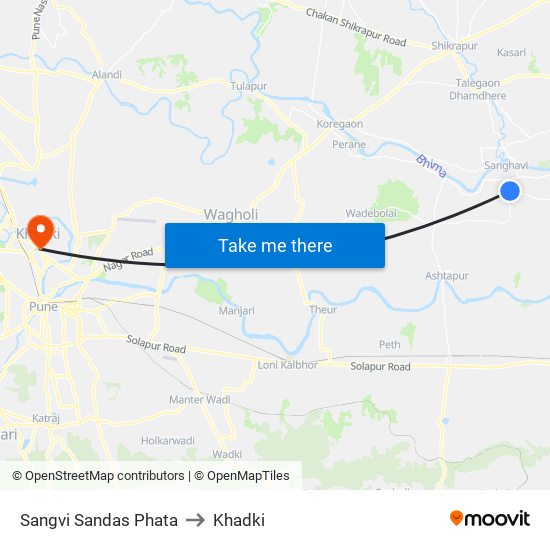 Sangvi Sandas Phata to Khadki map