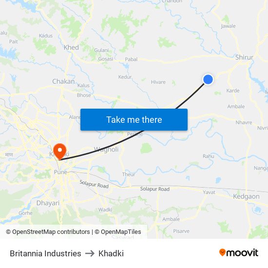 Britannia Industries to Khadki map