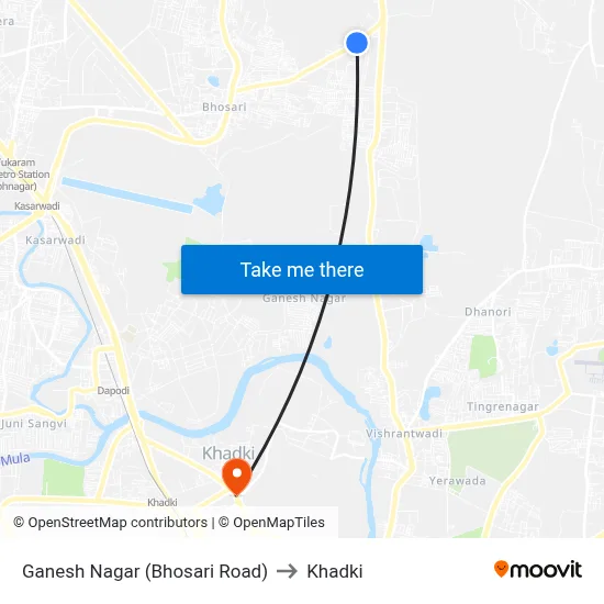 Ganesh Nagar (Bhosari Road) to Khadki map