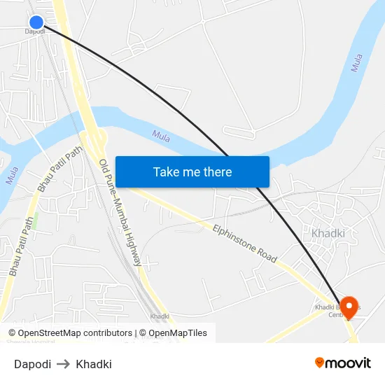 Dapodi to Khadki map