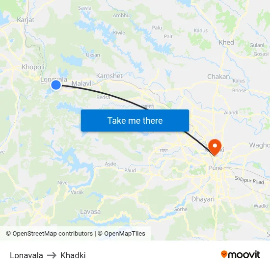 Lonavala to Khadki map