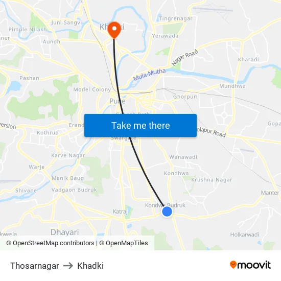 Thosarnagar to Khadki map