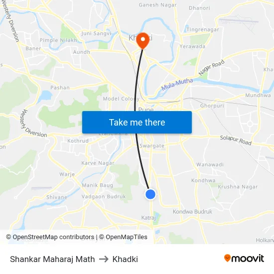 Shankar Maharaj Math to Khadki map