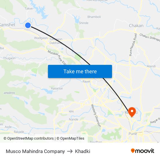Musco Mahindra Company to Khadki map