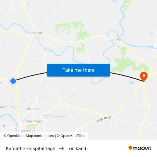 Kamathe Hospital Dighi to Lonikand map