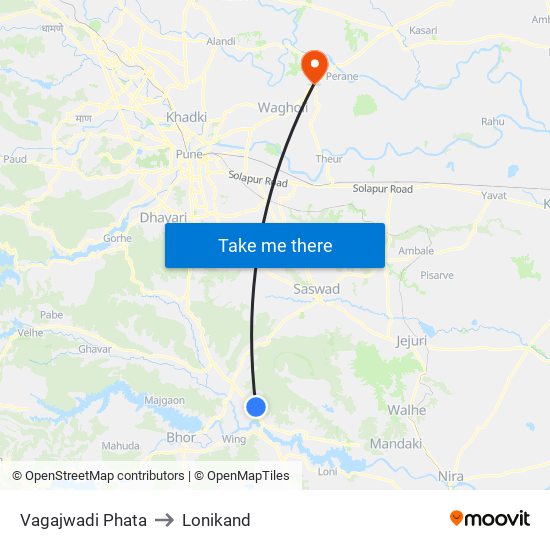 Vagajwadi Phata to Lonikand map