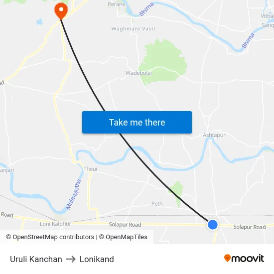 Uruli Kanchan to Lonikand map