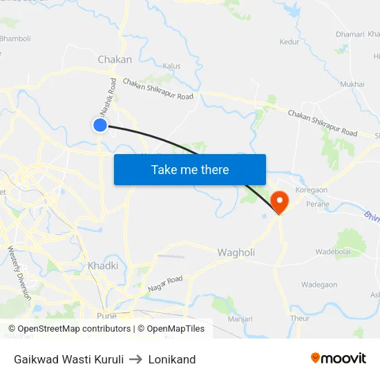 Gaikwad Wasti Kuruli to Lonikand map