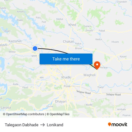 Talegaon Dabhade to Lonikand map