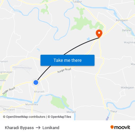 Kharadi Bypass to Lonikand map