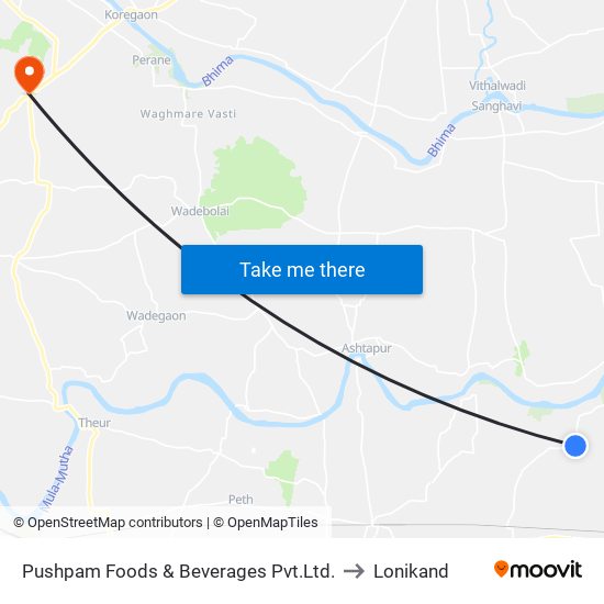 Pushpam Foods & Beverages Pvt.Ltd. to Lonikand map