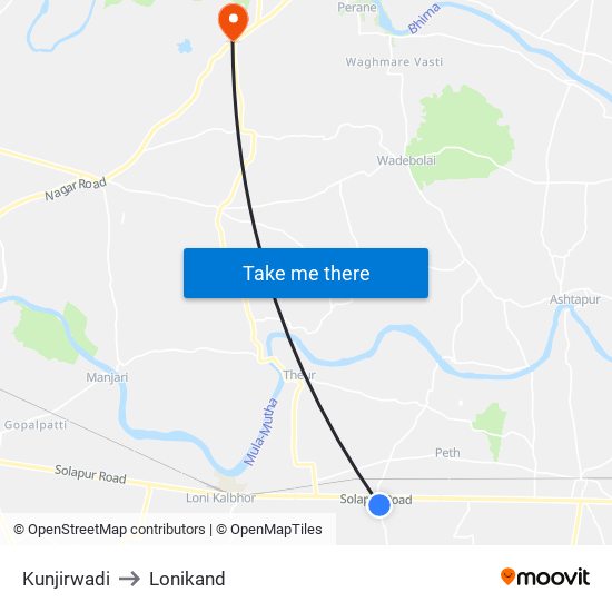 Kunjirwadi to Lonikand map