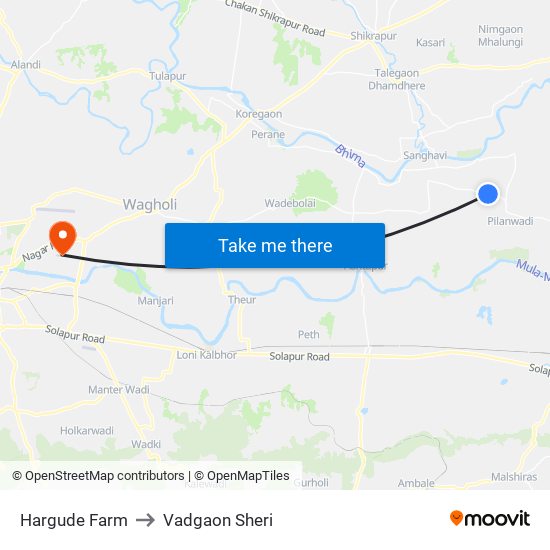 Hargude Farm to Vadgaon Sheri map