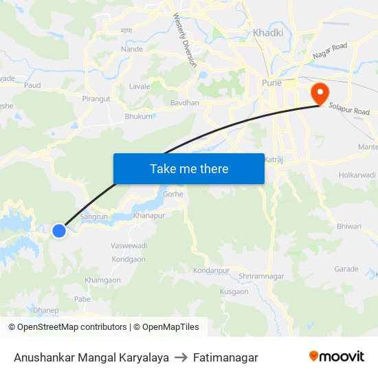 Anushankar Mangal Karyalaya to Fatimanagar map