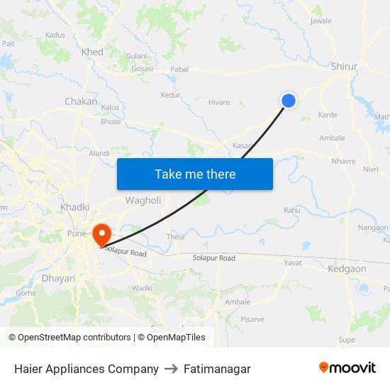 Haier Appliances Company to Fatimanagar map