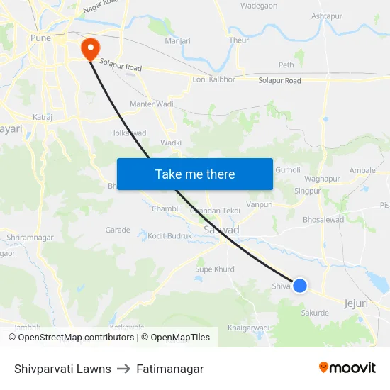 Shivparvati Lawns to Fatimanagar map