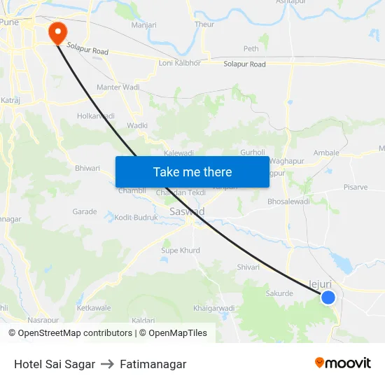 Hotel Sai Sagar to Fatimanagar map