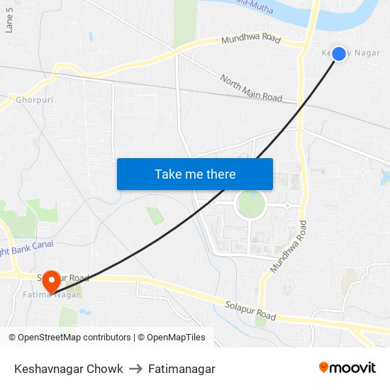 Keshavnagar Chowk to Fatimanagar map