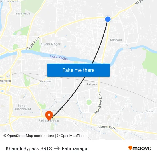 Kharadi Bypass to Fatimanagar map