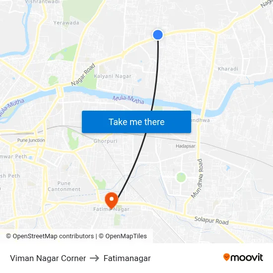 Viman Nagar Corner to Fatimanagar map