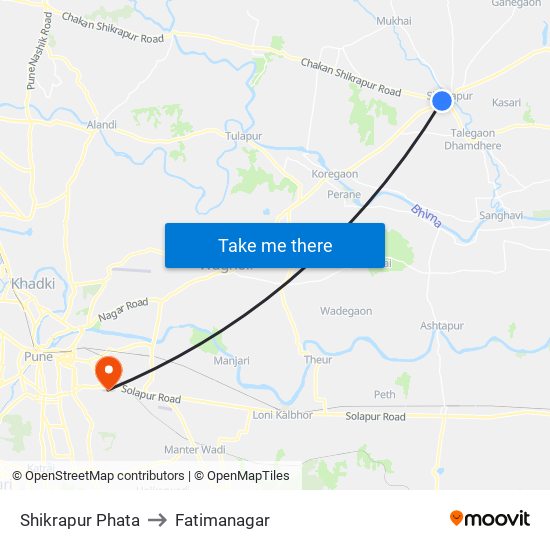 Shikrapur Phata to Fatimanagar map