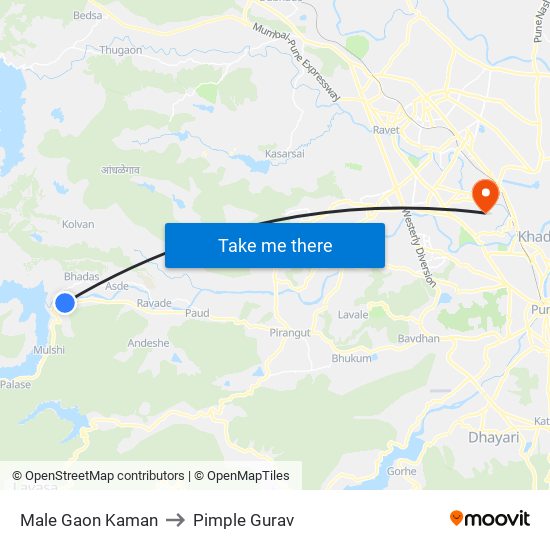Male Gaon Kaman to Pimple Gurav map
