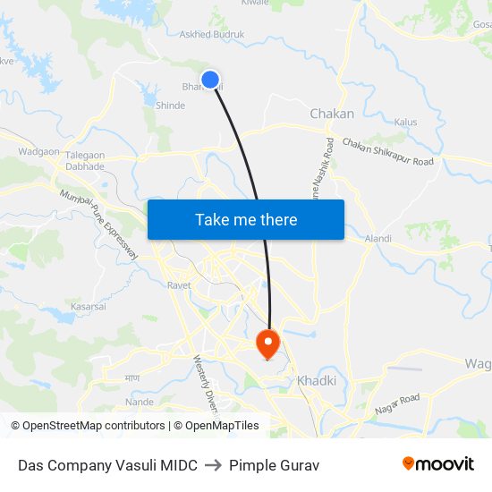 Das Company Vasuli MIDC to Pimple Gurav map