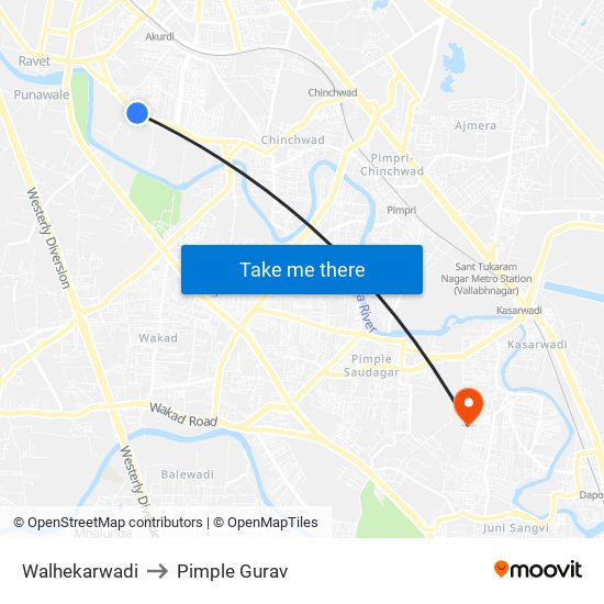 Walhekarwadi to Pimple Gurav map