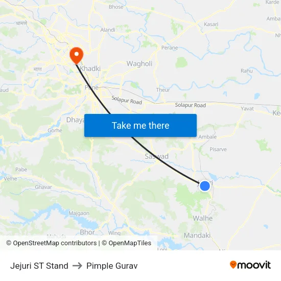 Jejuri ST Stand to Pimple Gurav map