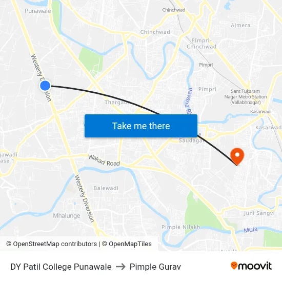 DY Patil College Punawale to Pimple Gurav map