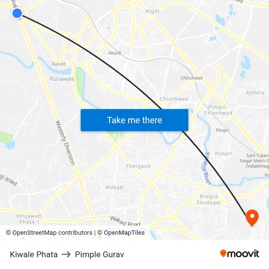 Kiwale Phata to Pimple Gurav map