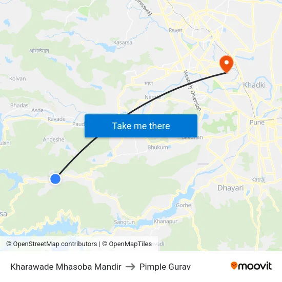 Kharawade Mhasoba Mandir to Pimple Gurav map