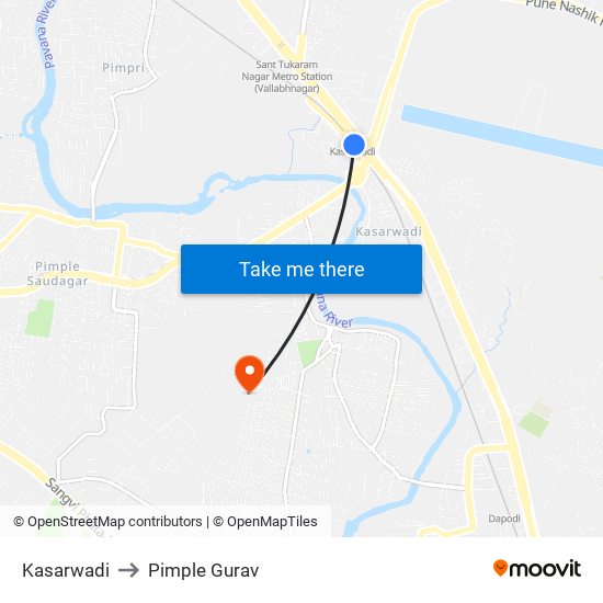 Kasarwadi to Pimple Gurav map