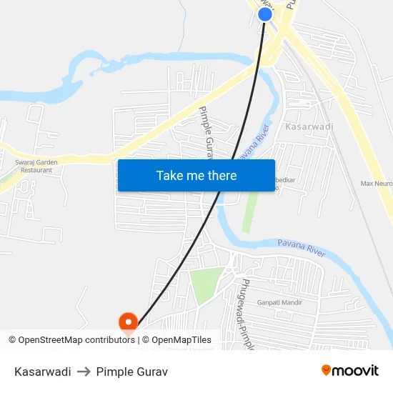 Kasarwadi to Pimple Gurav map